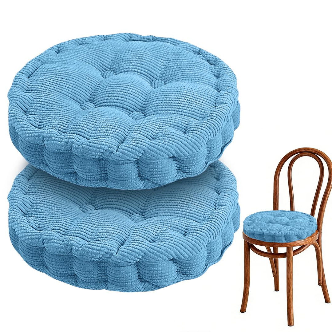 2er Set Stuhlkissen Rund, Sitzkissen 40 x 40 cm, Dicke Bodenkissen Sitzpolster Indoor/Outdoor, Kisse