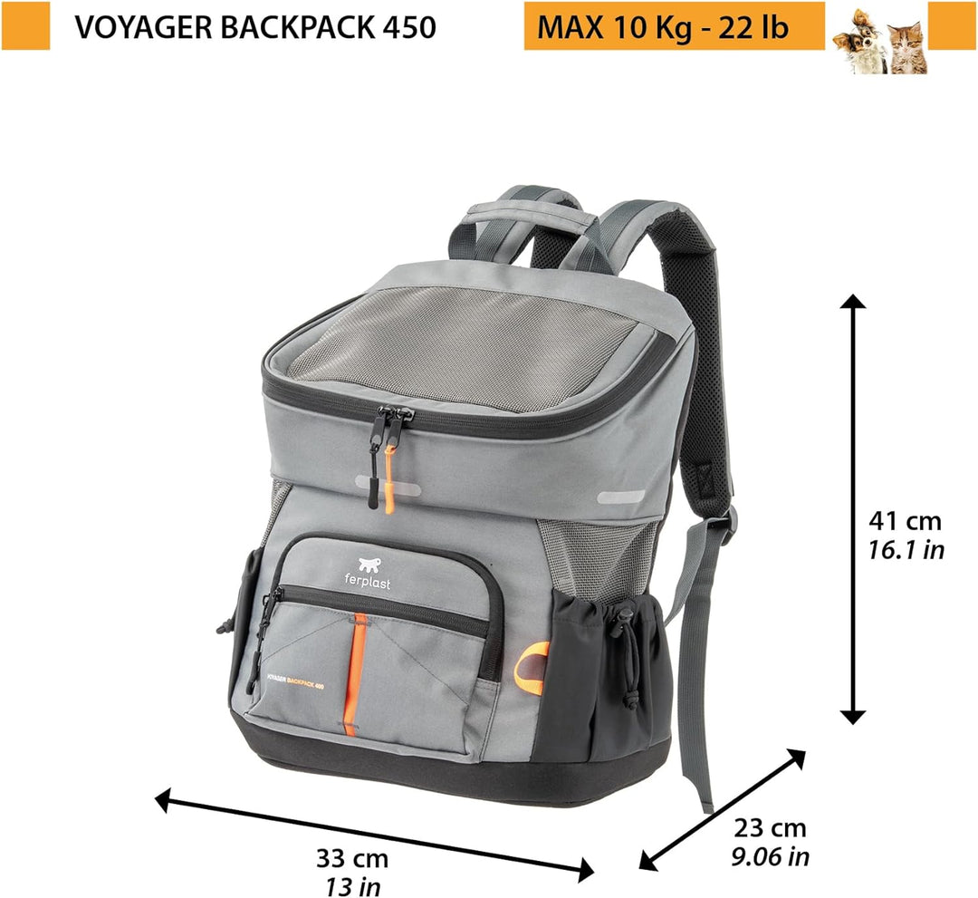 Ferplast Hunderucksack Voyager Backpack, Katzenrucksack, Hundetasche, Hundebox, Weite Öffnung, verst