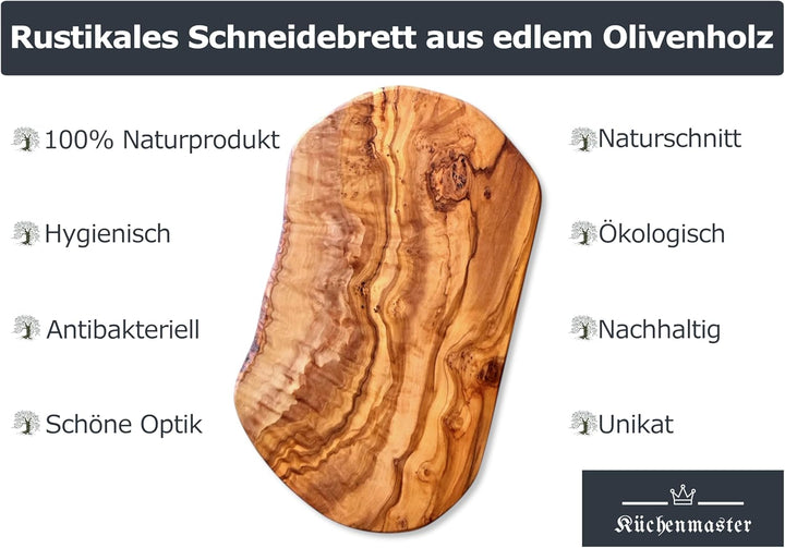 Olivenholz Schneidebrett 32 cm im Naturschnitt, Frühstücksbrettchen Schneidbrett Holzschneidebrett 3