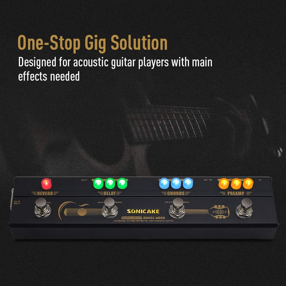 SONICAKE Multi Effektpedal Gitarre Akustikgitarre DI Box Multi Effektpedal Preamp Chorus Delay Rever