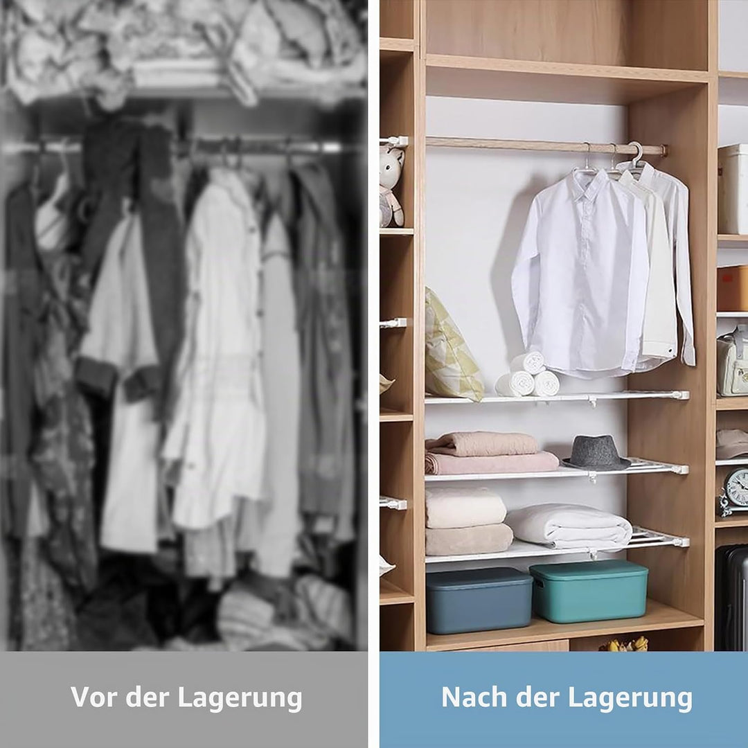 Verstellbare Regale für Schrank, Erweiterbares Einlegeböden Schrankregal, Nagelfrei Teleskop Regaltr
