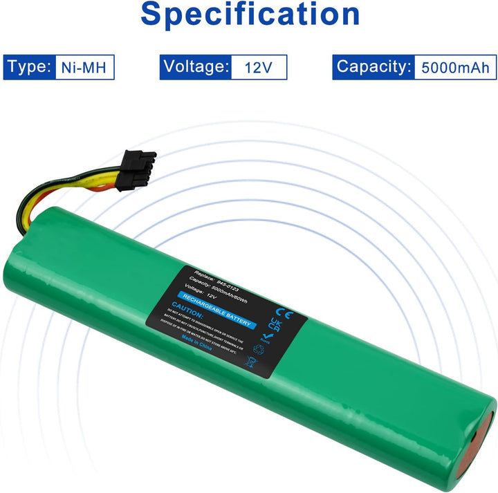 12V 5000mAh NI-MH Ersatzakku für Neato BV Basic, Botvac D70, D75, D80, D85, D7500, D8000, D8500, 70,