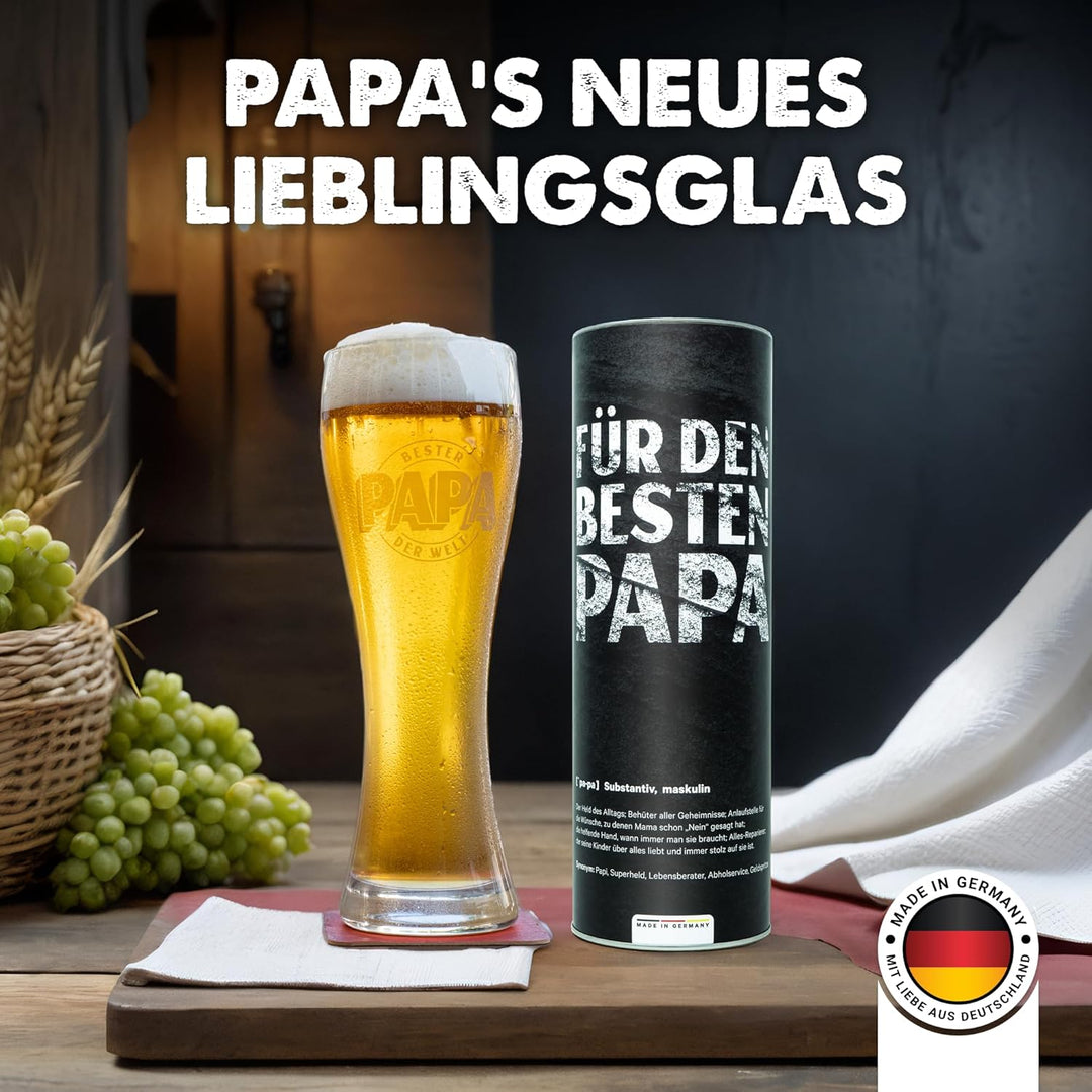getbrave Weizenglas | Bester Papa der Welt (0,5l) in Geschenkbox | Das Geschenk zum Vatertag | Weihn
