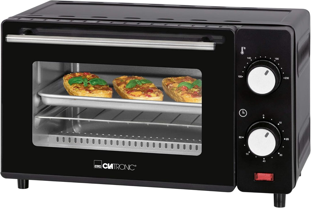 Clatronic MB 3746 Minibackofen, 8 Liter Backraum, Ober- und Unterhitze, 60 Minuten-Timer mit Endsign