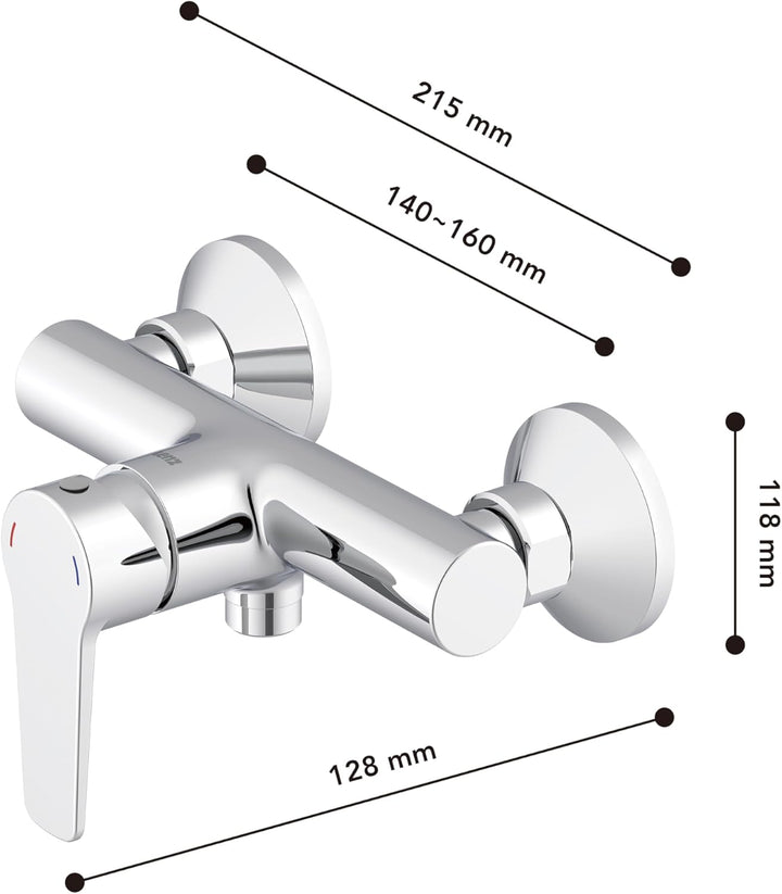 Lenz Brausearmatur MOLA in chrom – hochwertige und moderne Brausearmatur – mit keramischer Markenkar