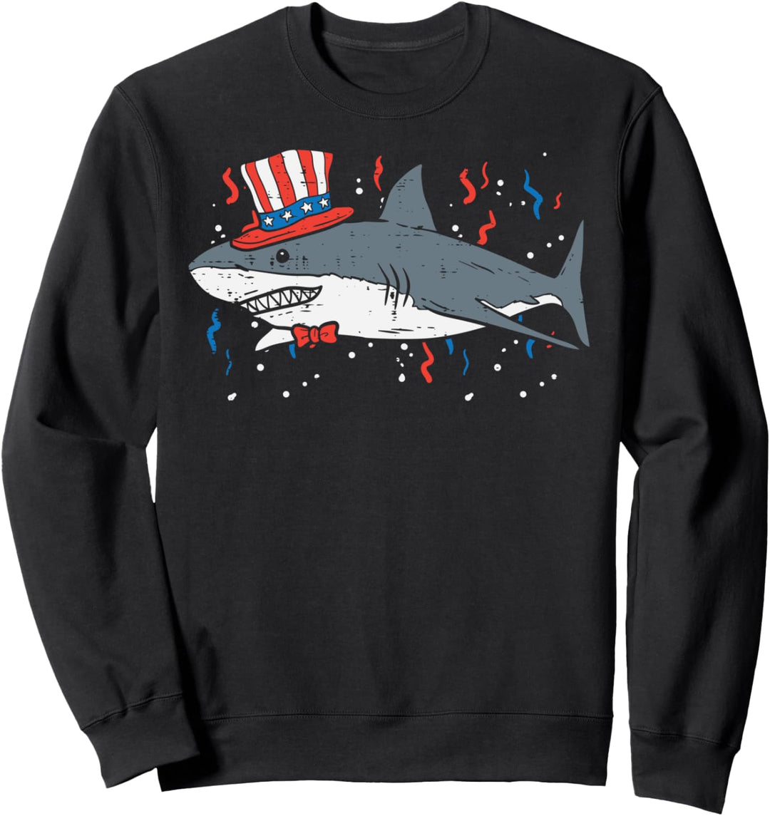 Shark American Flag USA 4th Of July Fourth Patriot Animal Sweatshirt
