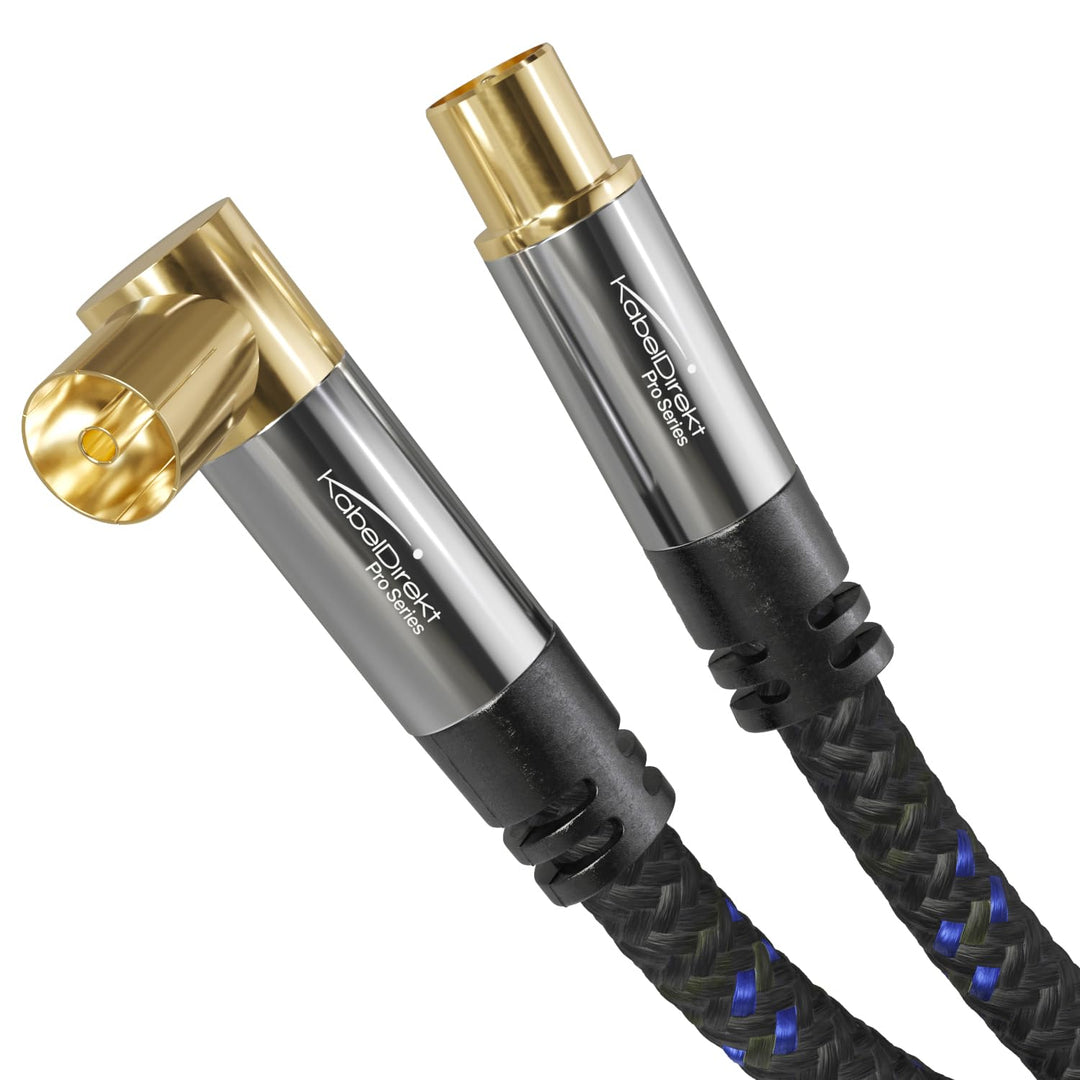 KabelDirekt – 4K Antennenkabel Nylon, TV Kabel 90° gewinkelt/gerade – 7,5m – In Deutschland entwicke