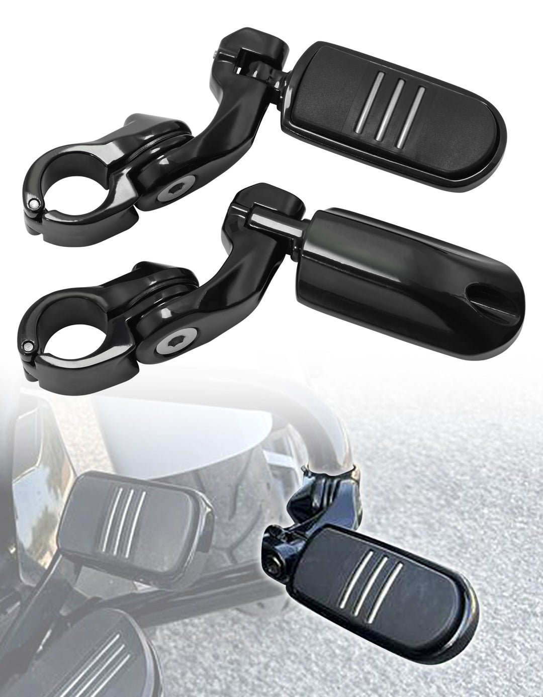 TCMT Highway Pegs 32 mm Universell Schwarze Fussrasten Passend für Electra Road King Street Glide To