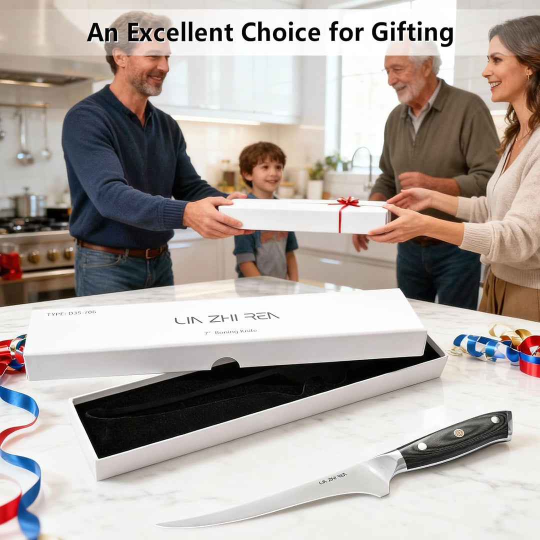 Filletmesser, 18 cm Professioneller Fisch, Knochenmesser mit ergonomischem Griff für Fleisch, Fisch,
