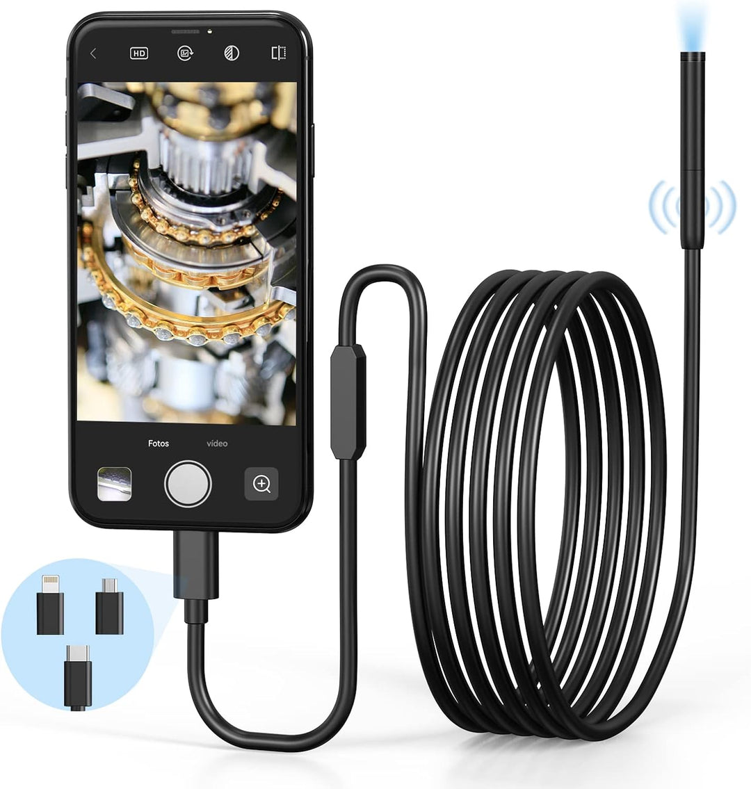 Endoskopkamera mit Licht, WiFi Endoskop Handy 1440P HD, 2.0 Megapixel Inspektionskamera für iPhone A