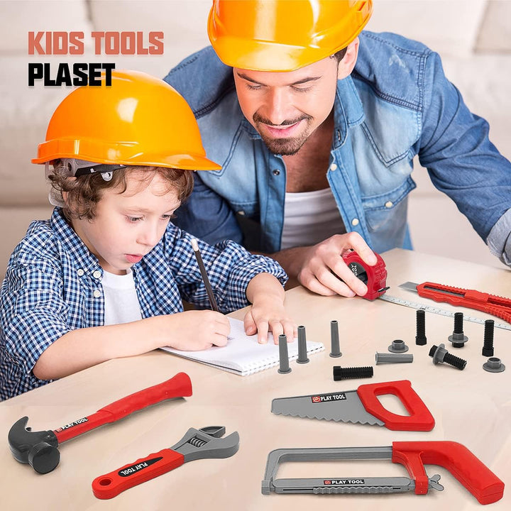 Hyrenee Tool Set for Kids 48 Pieces Work Tools Toy Kid Construction Tool Box with Drill Educational