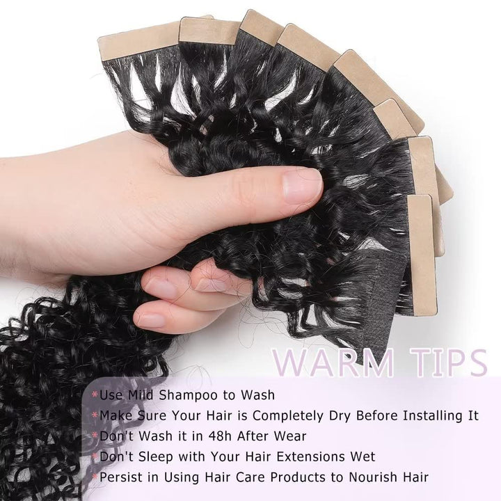 YDDM 22 Zoll Tape Extensions Echthaar 40 Stück 100g Schwarz Kinky Curly Tape In HaarverläNgerung Ech