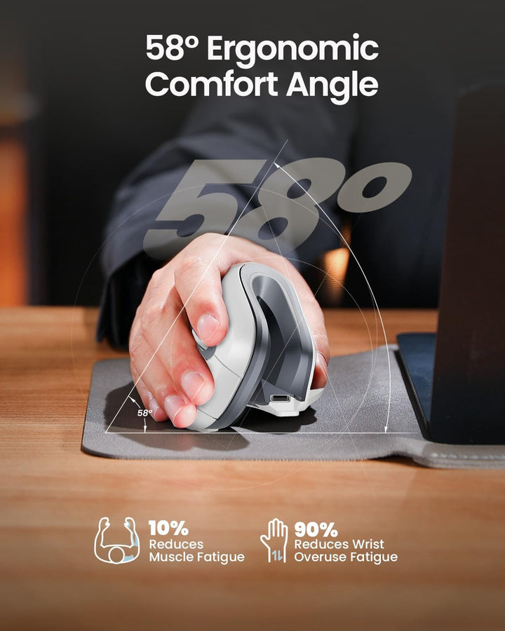 ProtoArc EM11 NL Ergonomische Vertikale Maus, Kabellos Aufladbar Mouse mit 3 Gerät (Bluetooth+Blueto