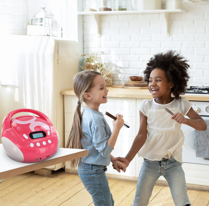 Metronic Gulli Radio/Tragbarer CD-/MP3-Player für Kinder, mit USB-Port Rose, Rose