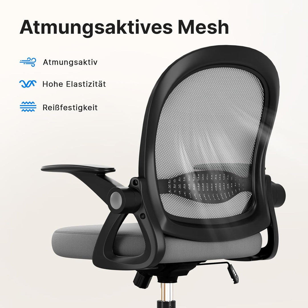 naspaluro Bürostuhl, Ergonomischer Schreibtischstuhl mit Atmungsaktiv Netzbespannung, Hochklappbare