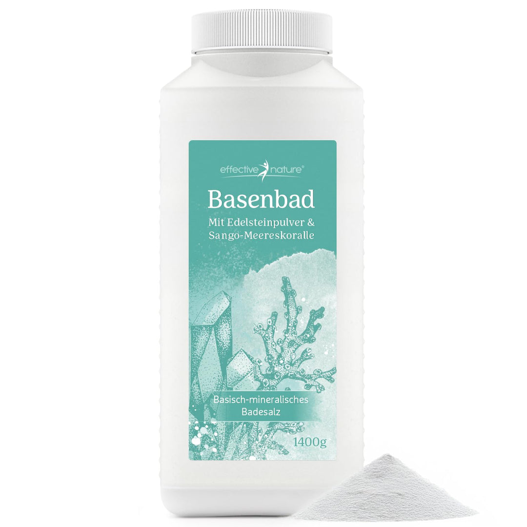effective nature Basenbad - basisches Badesalz mit Sango-Meereskoralle & Edelsteinpulver - ergiebige