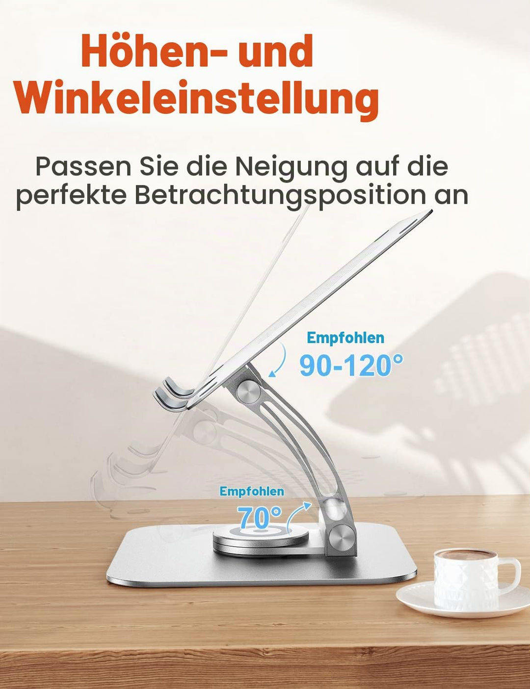 Laptop Ständer mit 360° Drehbarer Basis, Ergonomisch Laptopständer Höhenverstellbar, Laptop Erhoehun