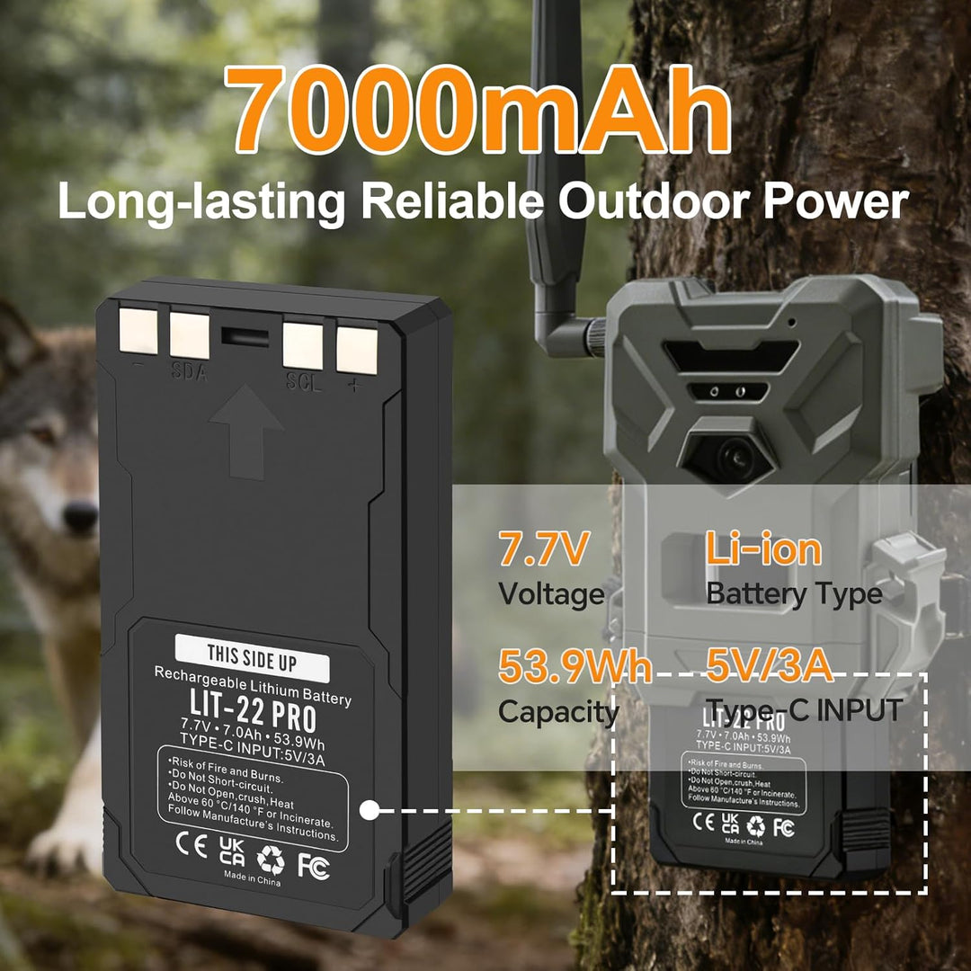 2er Pack ANTIEE LIT-22 Pro Wiederaufladbare Batterien - Ersatzakku für SPYPOINT Trail-Kamera Flex-M/
