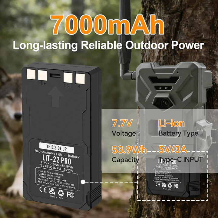 2er Pack ANTIEE LIT-22 Pro Wiederaufladbare Batterien - Ersatzakku für SPYPOINT Trail-Kamera Flex-M/