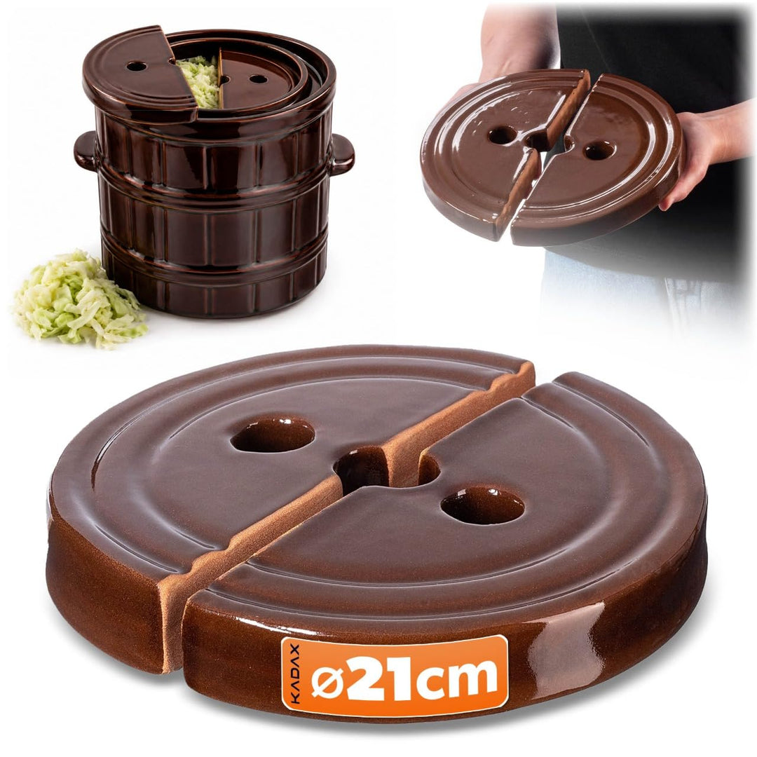 KADAX Beschwerungsstein, Fermentiergewicht aus Steingut 21cm, handgefertigtes Gewicht für Gärtopf, S