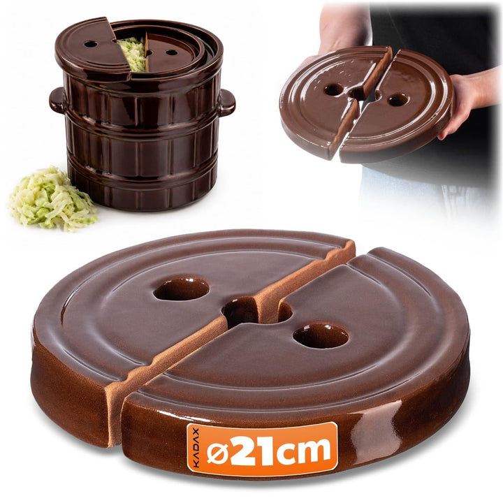 KADAX Beschwerungsstein, Fermentiergewicht aus Steingut 21cm, handgefertigtes Gewicht für Gärtopf, S