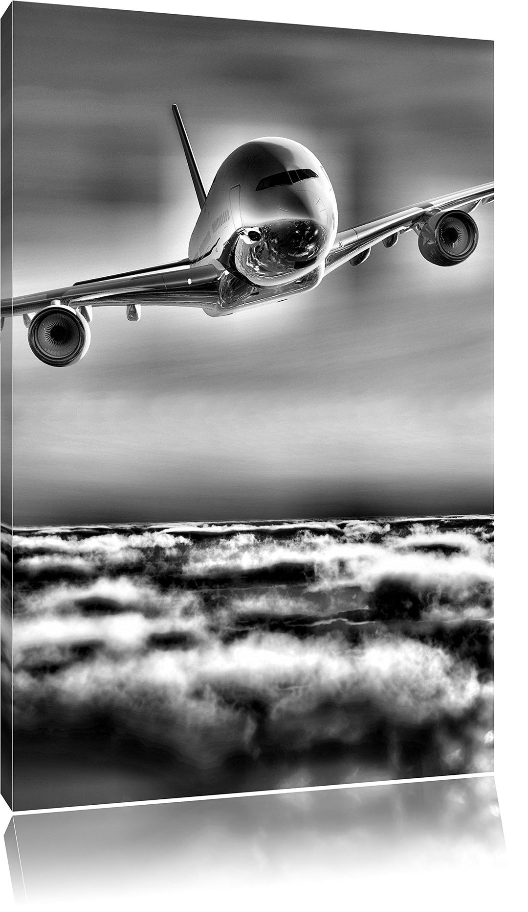 Pixxprint Flugzeug über den Wolken 100x70cm Leinwandbild Wandbild Kunstdruck, 100x70