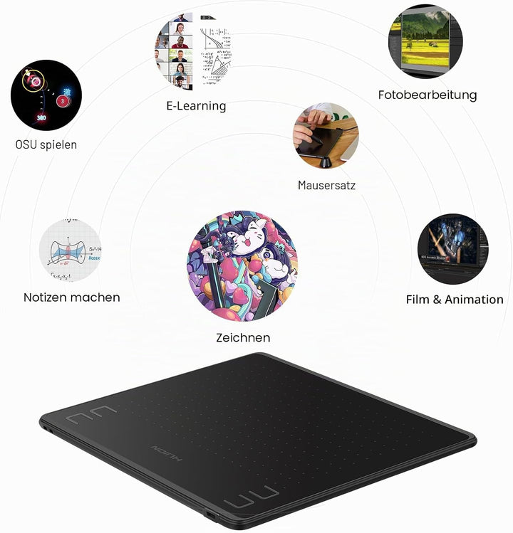 HUION-Grafik-Zeichentablett HS64 8192 ist EIN druckfähiges, batteriefreies Stifttablett 6 &