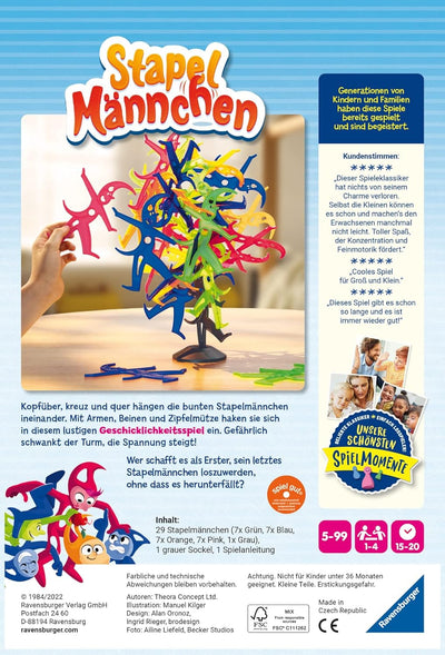 Ravensburger 20897 - Coco Crazy, Brettspiel für Kinder ab 5 Jahren & 20854 Stapelmännchen - Geschick