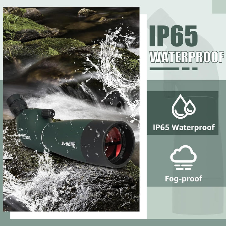 Svbony SV28PLUS Spektiv für Vogelbeobachtung, 25-75×70mm mit Kabellosem Controller, BAK4 A5 Weinrote