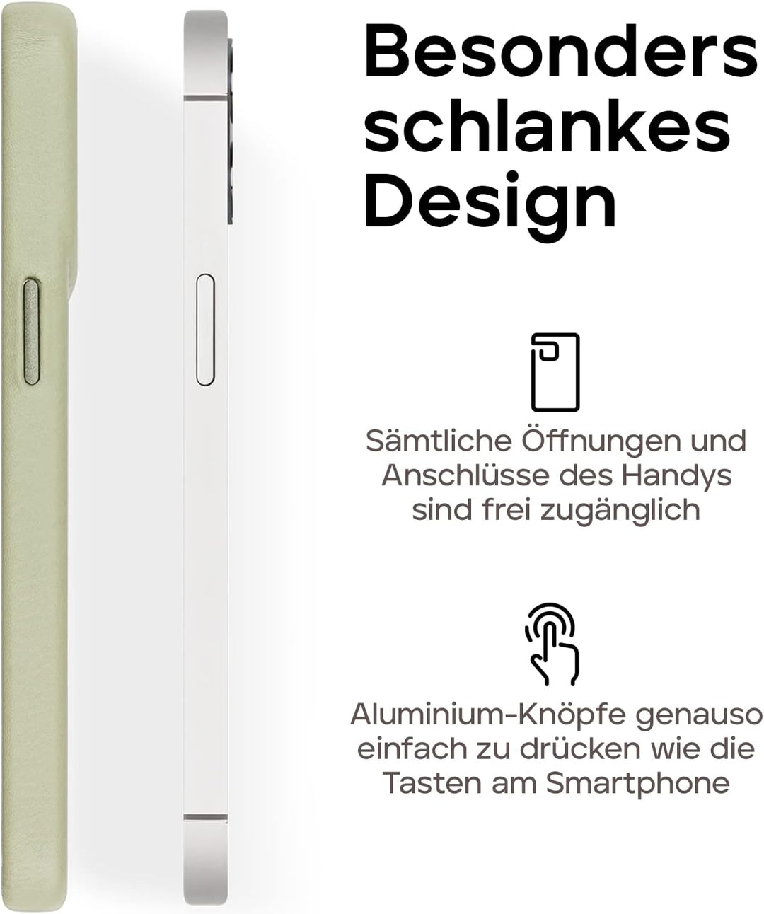 WIIUKA Hülle für iPhone 14 Pro Max, Leder aus Deutschland, Lederhülle extra Dünn, Premium Handyhülle
