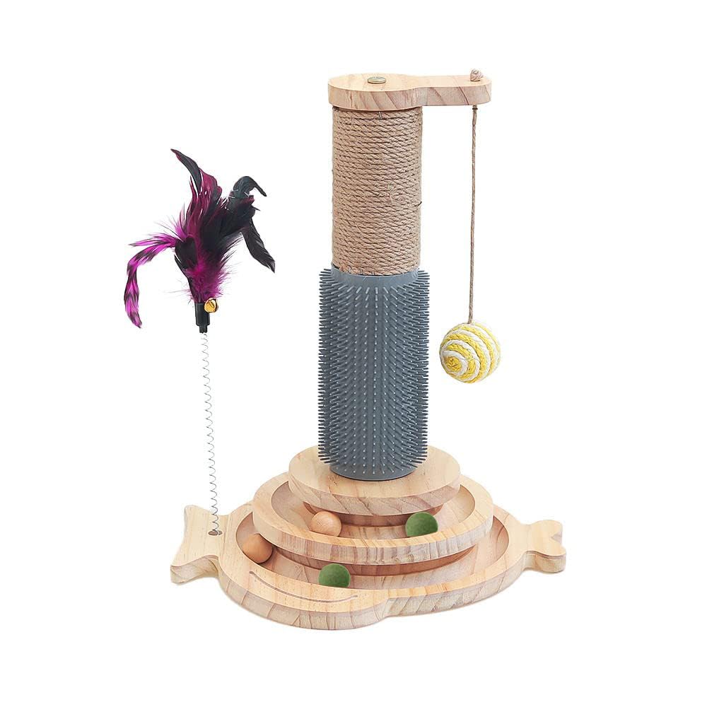 Marchul 5 in 1 Katzenspielzeug, Katze Sisal Seil Massierender Kratzbaum mit hängenden Ball, Interakt
