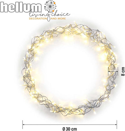 hellum LED-Dekokranz Metallkranz mit Timer, 80 LED warmweiss; Ø 30 cm mit Aussen Transformator Hänge