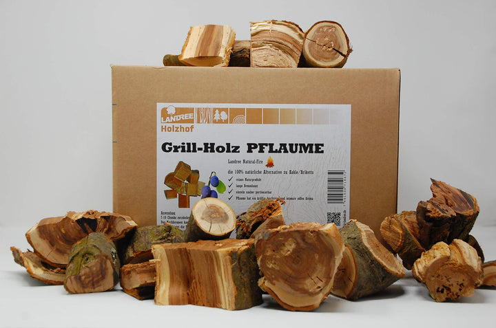 Landree® Pflaume Grill-Holz 3,5KG - Wood Chunks Natural-Fire - 100% Natur statt Holzkohle 3,5 kg, 3,