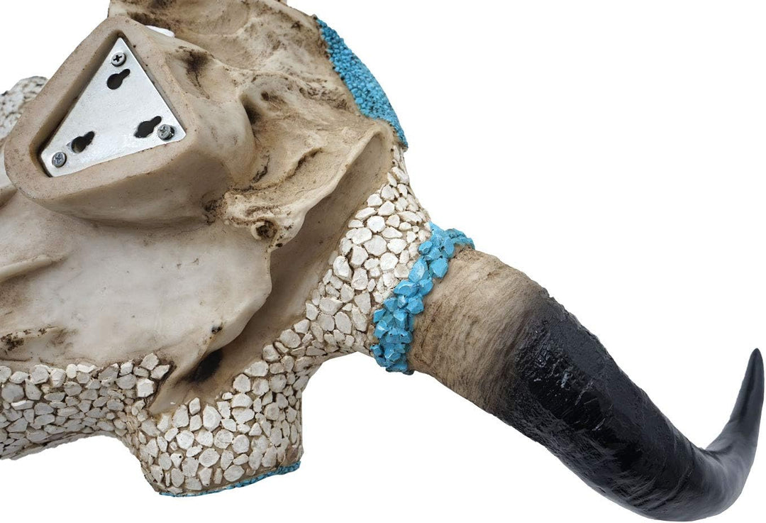 Mendler Deko Kuhschädel HWC-D31, Stierkopf Bulle Tierkopf Kuhkopf Trophäe mit Mosaik, Polyresin 51x5