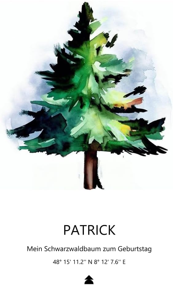 Baumspende & Aquarell 'Tanne modern' (Druck im Rahmen) | Nachhaltig | Geschenk Geburtstag, Hochzeit,