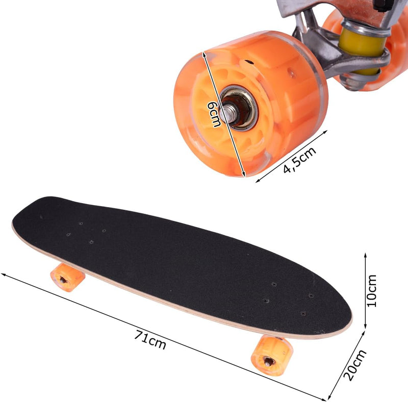 MalPlay Skateboard Holz Leuchtende LED-Räder Deck 71cm Funboard Holzboard Gummi ab 6 Jahren bis 100