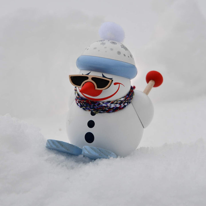 Seiffener Volkskunst | Deko Räuchermännchen | Cool-Man Räuchermann 11 cm | Schneemann | Original Erz