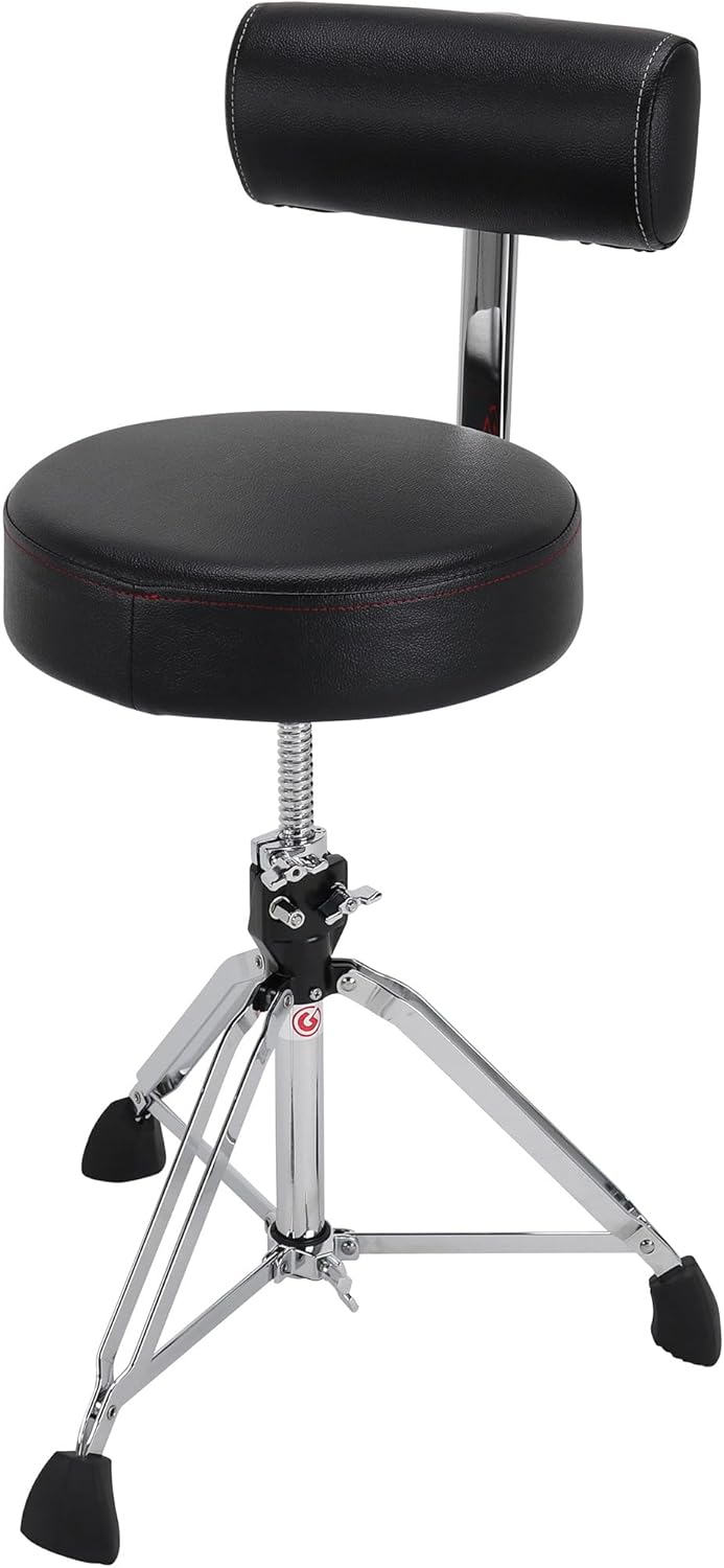 Gibraltar Schlagzeughocker, Drumhocker 9000 Series Round mit Backrest, 9608RB (Durchmesser: 35cm, Vi