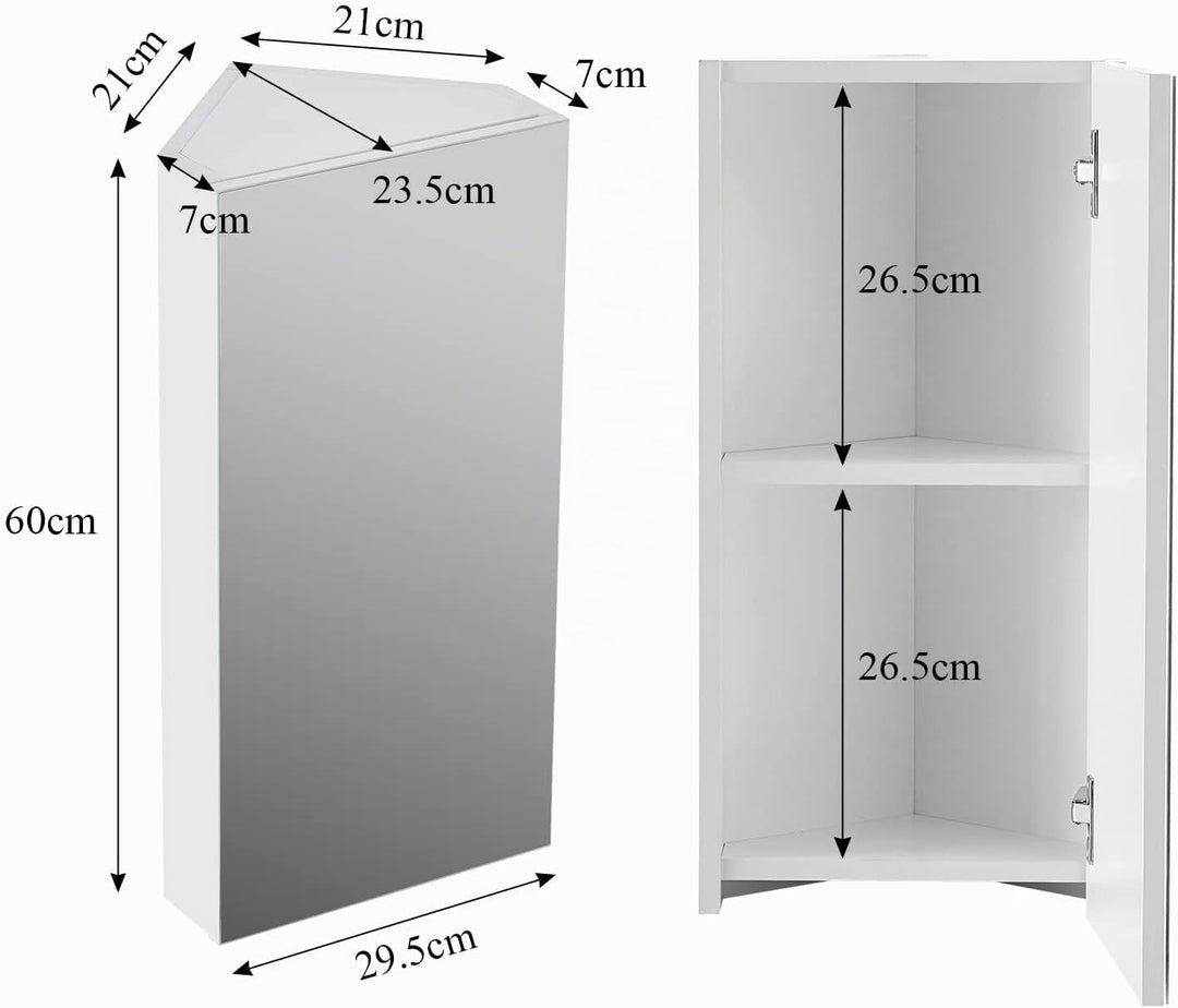 CLIPOP Eck Badezimmer Spiegelschrank Wandschrank Badezimmerschrank mit Spiegel und Aufbewahrungsrega