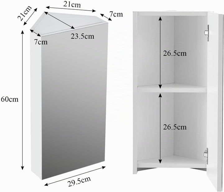 CLIPOP Eck Badezimmer Spiegelschrank Wandschrank Badezimmerschrank mit Spiegel und Aufbewahrungsrega