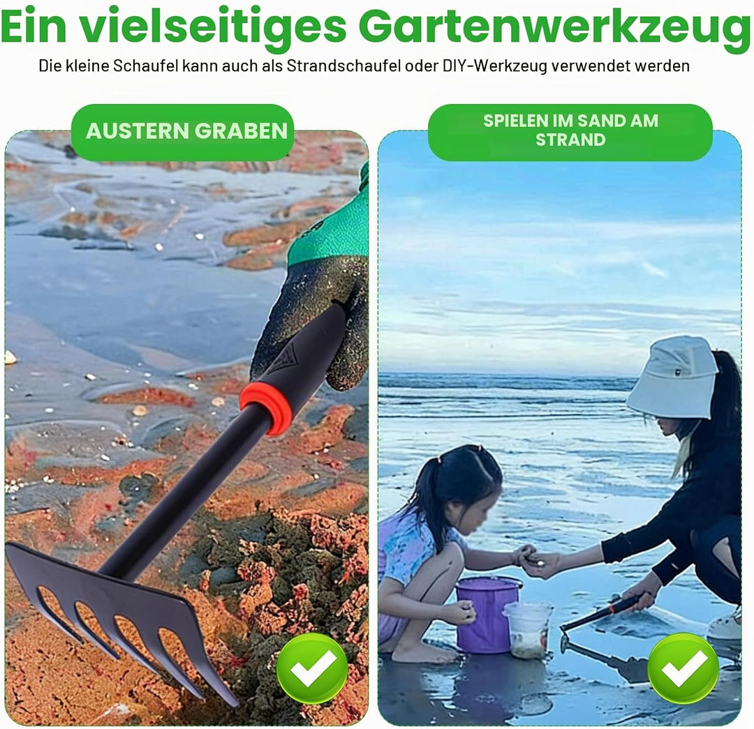 4 Stück Schwarzer Breite und schmale Gartenschaufel, Gartengeräte Set für Gartenpflege aus Stahl Kle