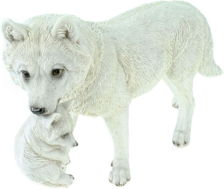 VOGLER Joh. Vogler GmbH Dekofigur Wolf mit Jungem im Maul 30 cm Figur Weiss Tierfigur