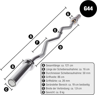 C.P. Sports Hantelstangen Olympia, SZ-Stangen, Trizepsbomber | für Scheiben mit 50mm Bohrung | Volls