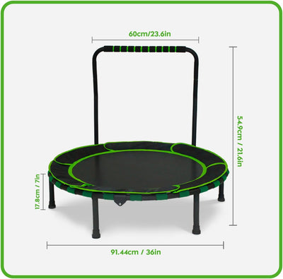 Trampolin für Kinder, Faltbares Mini Trampolin ab 3-6 Jahren mit Abnehmbarer Griff und Sicherem Pols