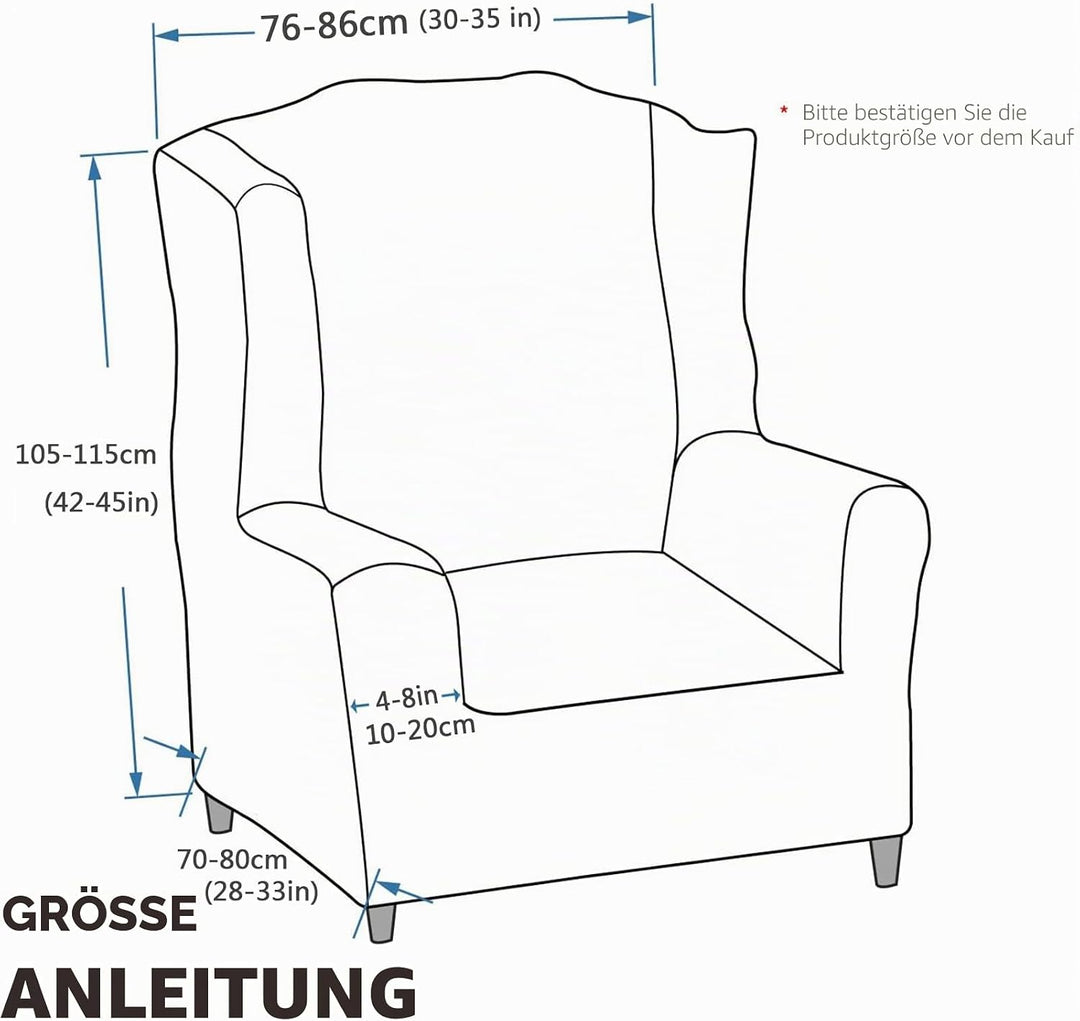 MAXIJIN Elastischer Sesselbezug mit Ohren 1 Stück Jacquard Sofaschutz Kopfstütze Sofabezug Sessel mi