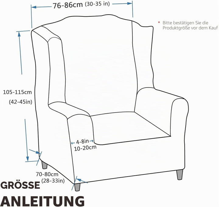 MAXIJIN Elastischer Sesselbezug mit Ohren 1 Stück Jacquard Sofaschutz Kopfstütze Sofabezug Sessel mi