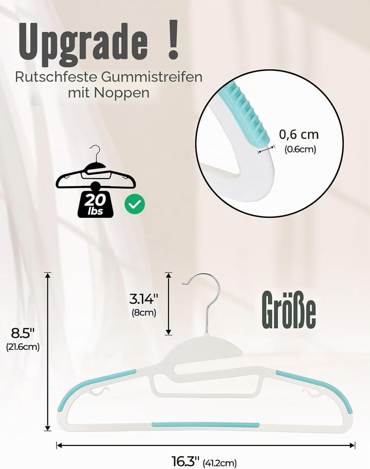 HOUSE DAY 50 Stück Kleiderbügel Kunststoff - Plastik Nass und Trocken Rutschfester Kleiderbügel Plat