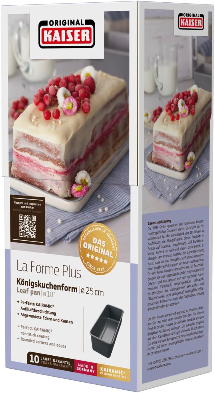Original Kaiser La Forme Plus Backform Kastenform 25 x 10 cm, Brotbackform rechteckig beschichtet, E