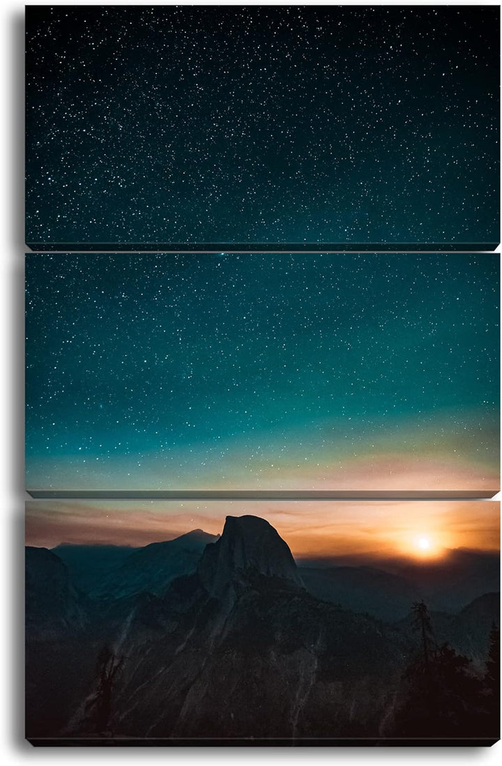 deyoli atemberaubender Sternenhimmel bei Sonnenaufgang Format: 3Teilig als Leinwandbild, Motiv ferti