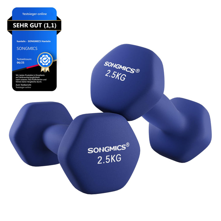 SONGMICS Hanteln, 2er Set,Hantelset, Kurzhanteln, Hexagon, Neopren-Beschichtung, Krafttraining, Work